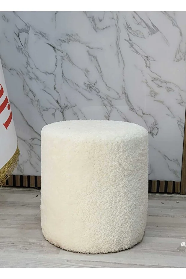 Dublin Etna Nil Peluş Krem Çok Amaçlı Dekoratif Puf koltuk